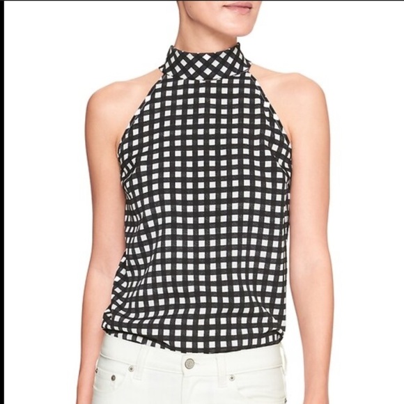 Banana Republic Tops - NWT Banana Republic Gingham PRINT BOW NECK HALTER TOP